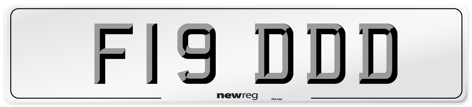 F19 DDD Number Plate from New Reg